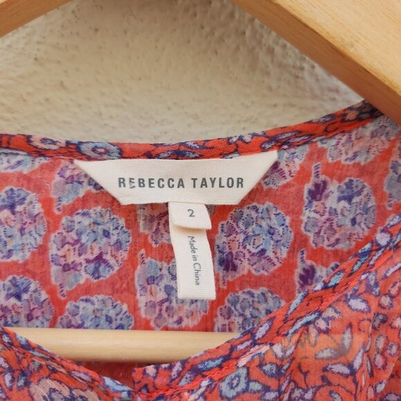 5/$100 SALE - Rebecca Taylor 100% Silk Floral Amanda Print Top - Picture 8 of 9